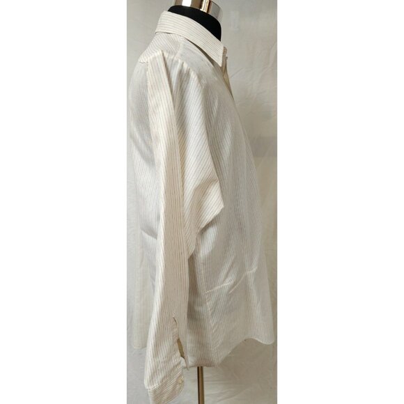 Christopher Hart XL Tall Mans Cream Striped Dots Long Sleeve Textured Shirt - Picture 6 of 12